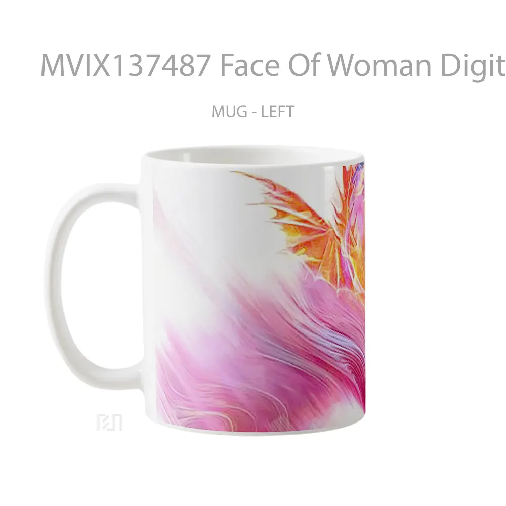 Mug Face Of Woman Digital Art Gelas Seni Modern - All-side / Desain