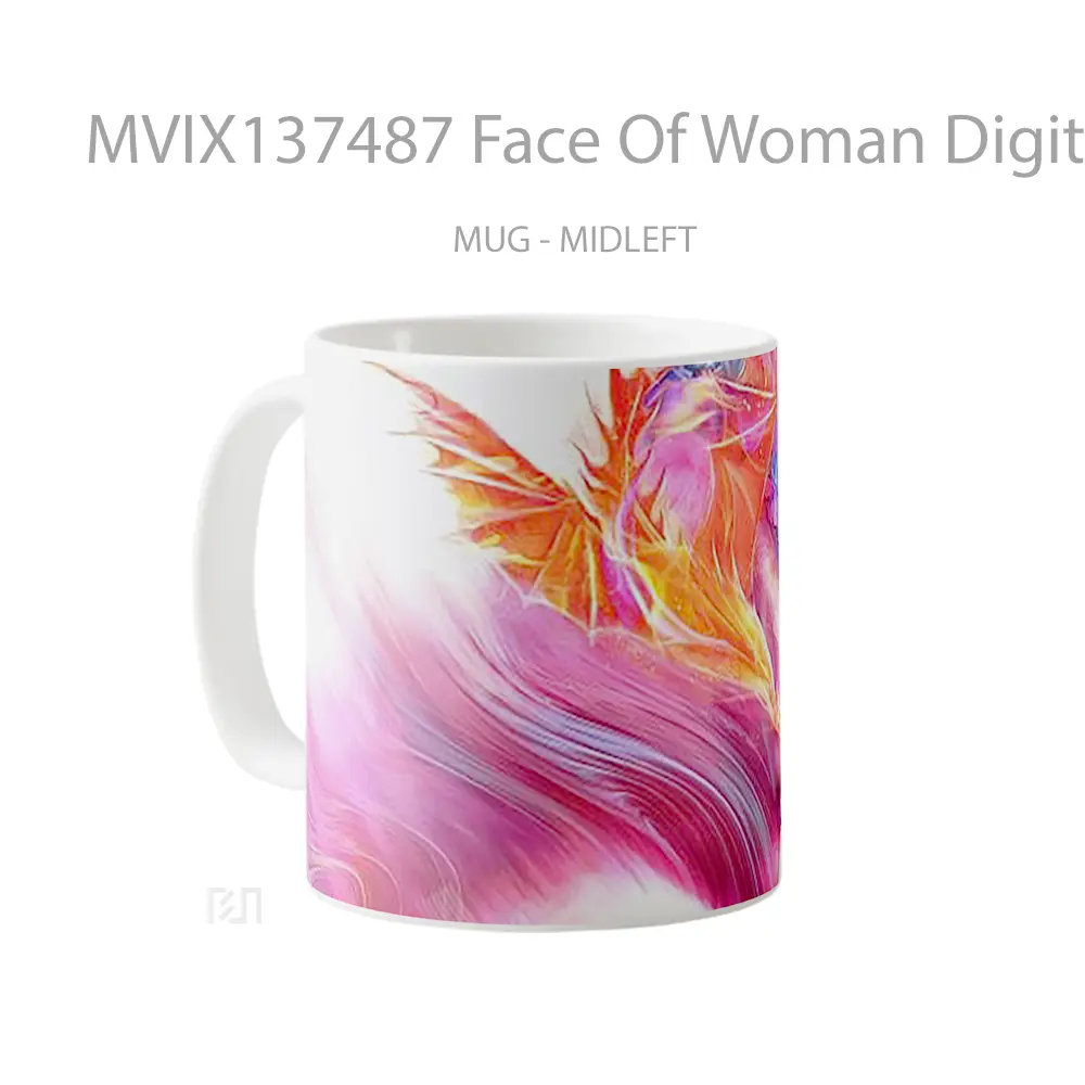 Mug Face Of Woman Digital Art Gelas Seni Modern - All-side / Desain