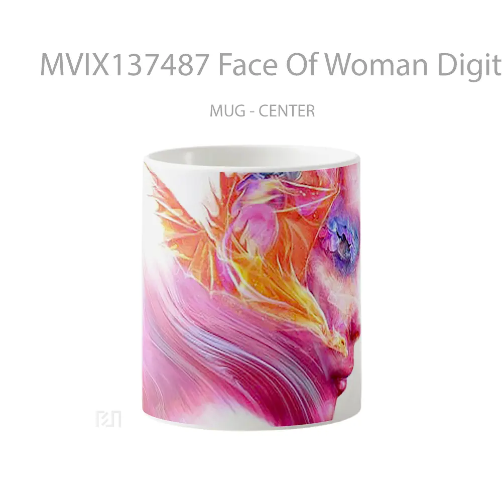 Mug Face Of Woman Digital Art Gelas Seni Modern