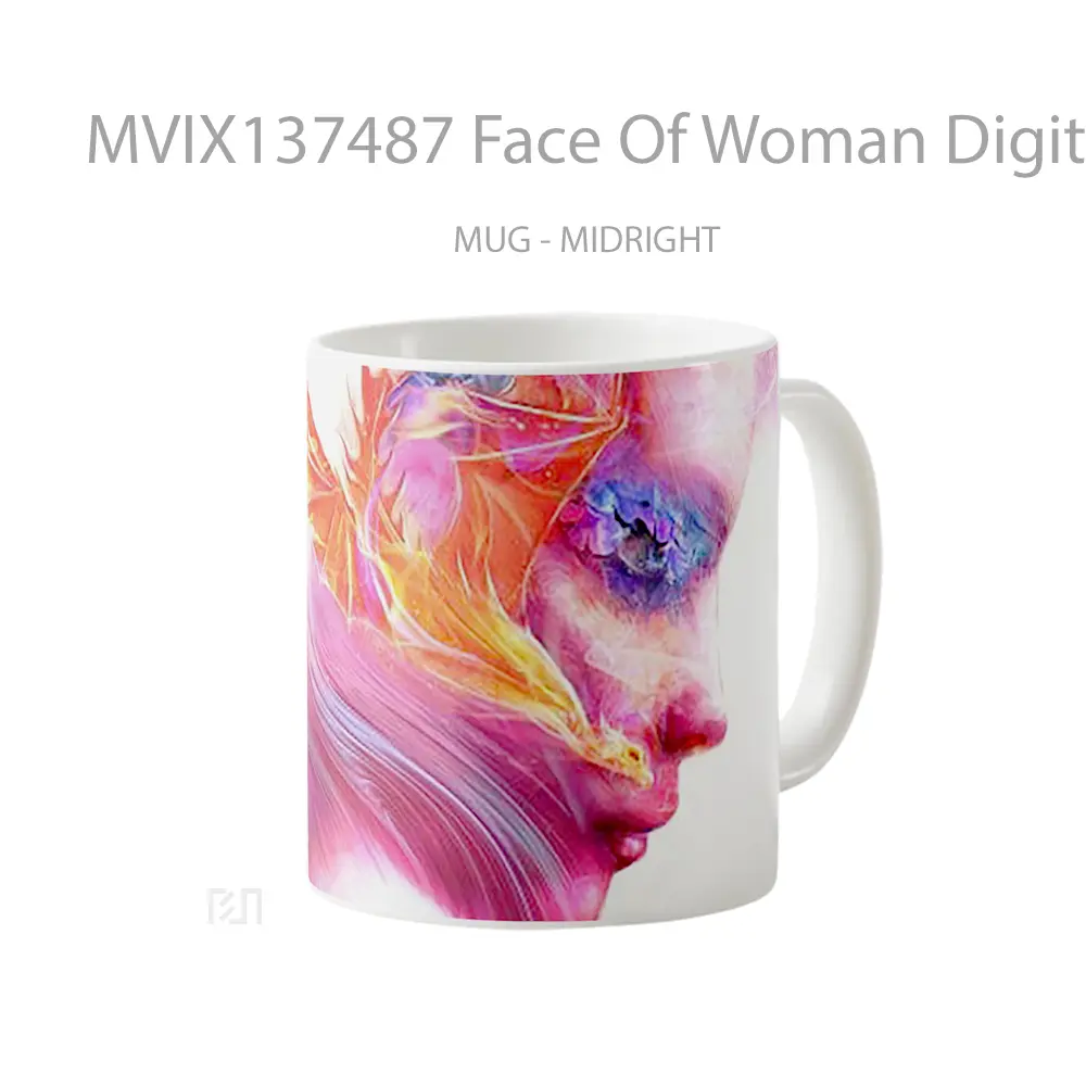 Mug Face Of Woman Digital Art Gelas Seni Modern - All-side / Desain