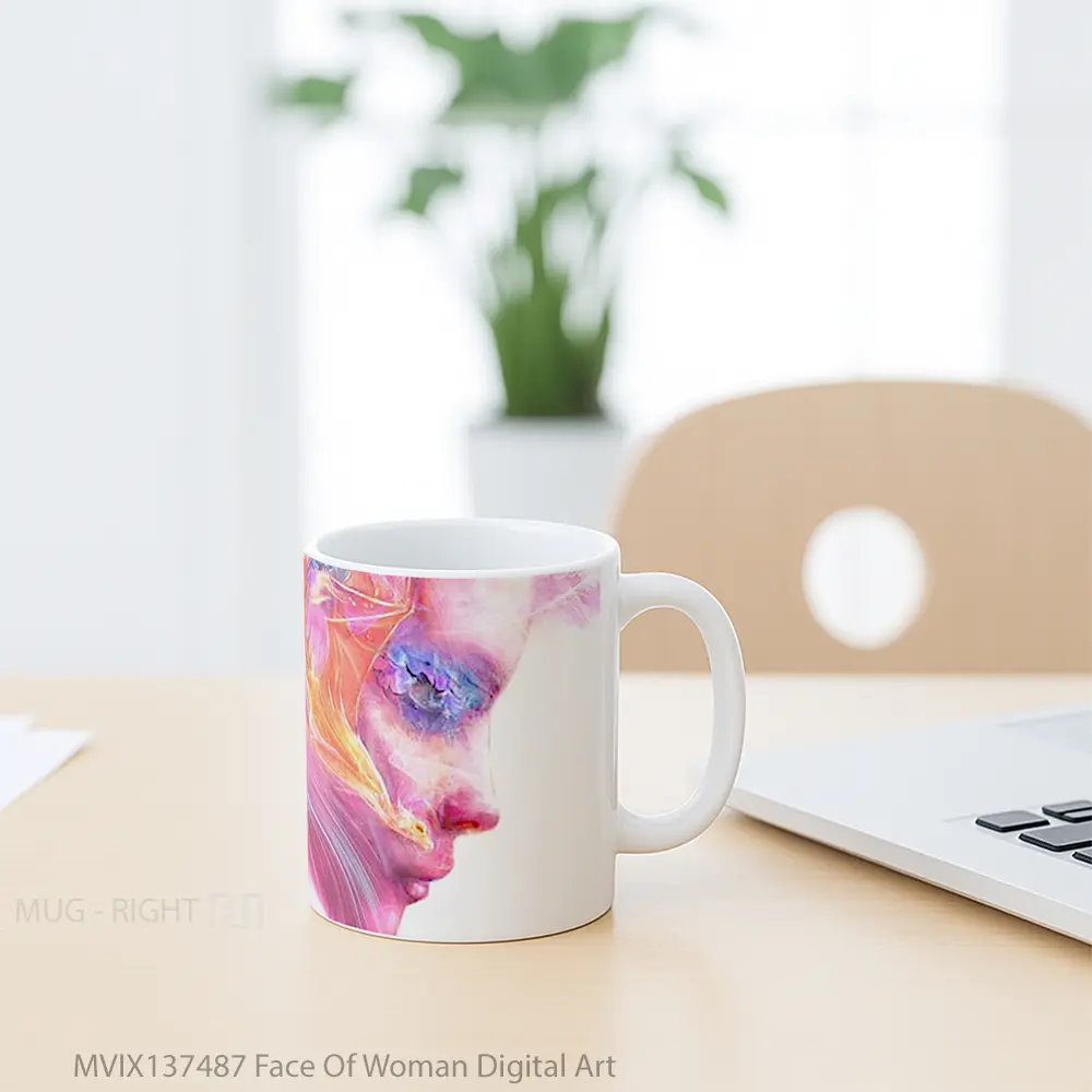 Mug Face Of Woman Digital Art Gelas Seni Modern - All-side / Desain