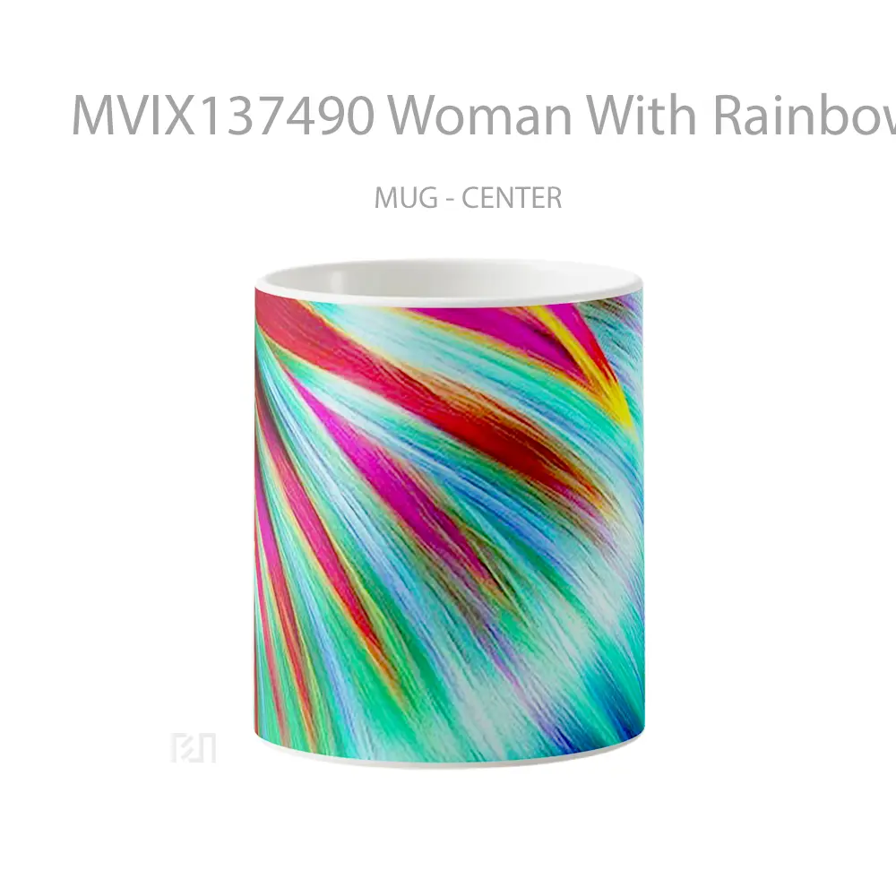 Mug Woman With Rainbow Colored Hair Gelas Keramik Unik