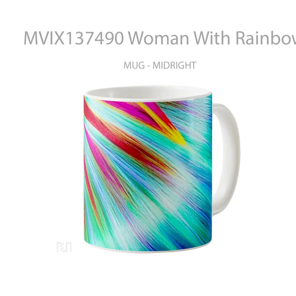 Mug Woman With Rainbow Colored Hair Gelas Keramik Unik - All-side / Desain