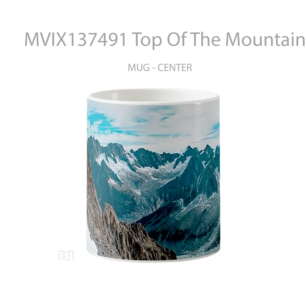 Mug Top Of The Mountains Covered In Snow Gelas Pemandangan Alam