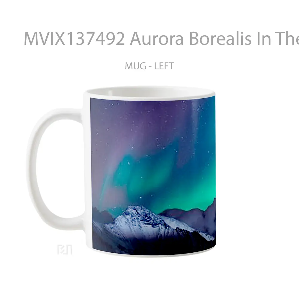 Mug Aurora Borealis In The Mountains V1 Gelas Pemandangan Alam - All-side / Desain