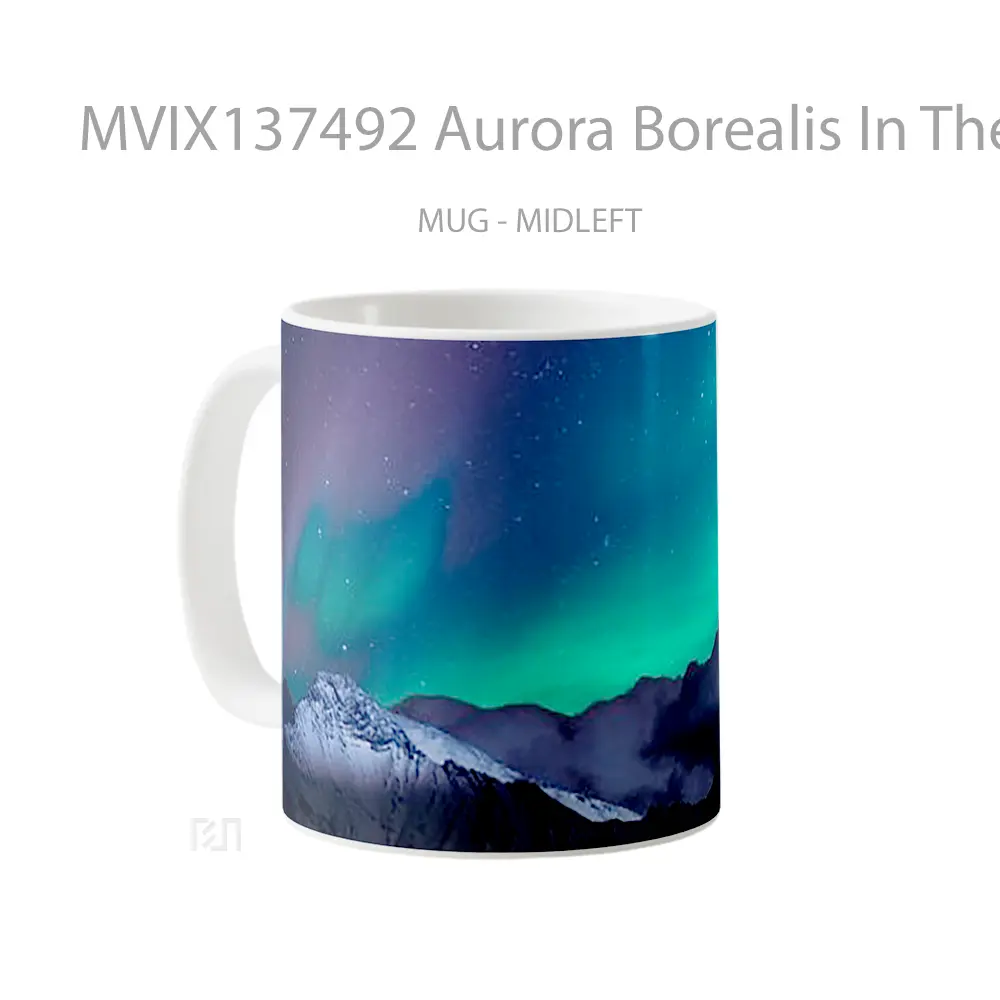 Mug Aurora Borealis In The Mountains V1 Gelas Pemandangan Alam - All-side / Desain