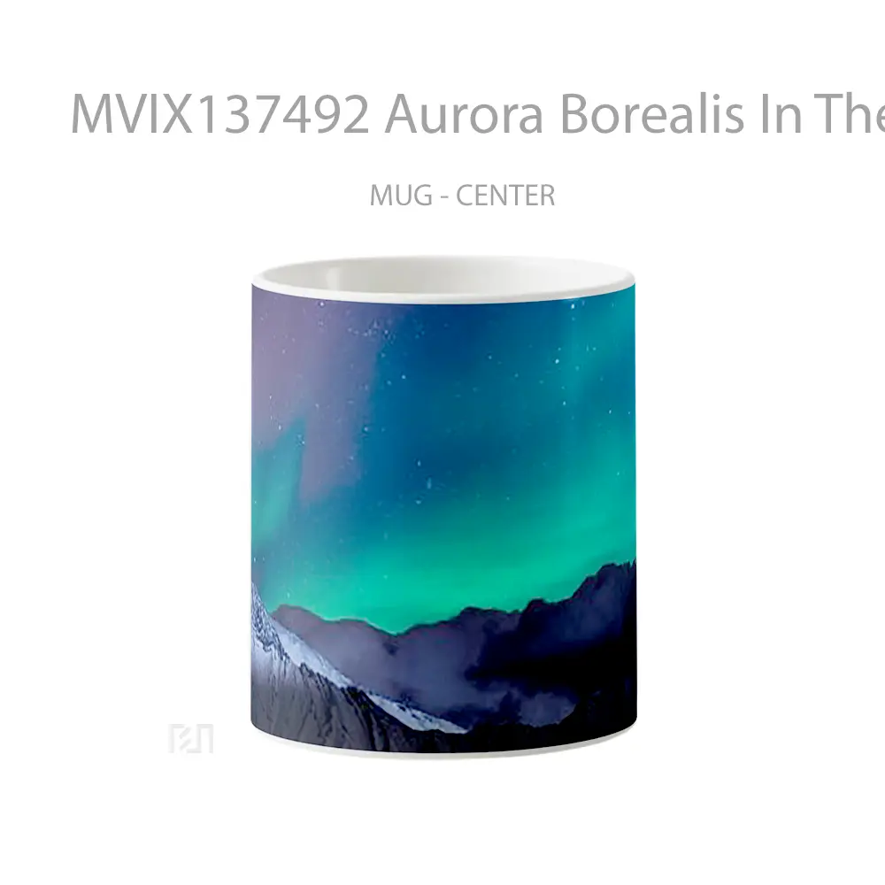 Mug Aurora Borealis In The Mountains V1 Gelas Pemandangan Alam
