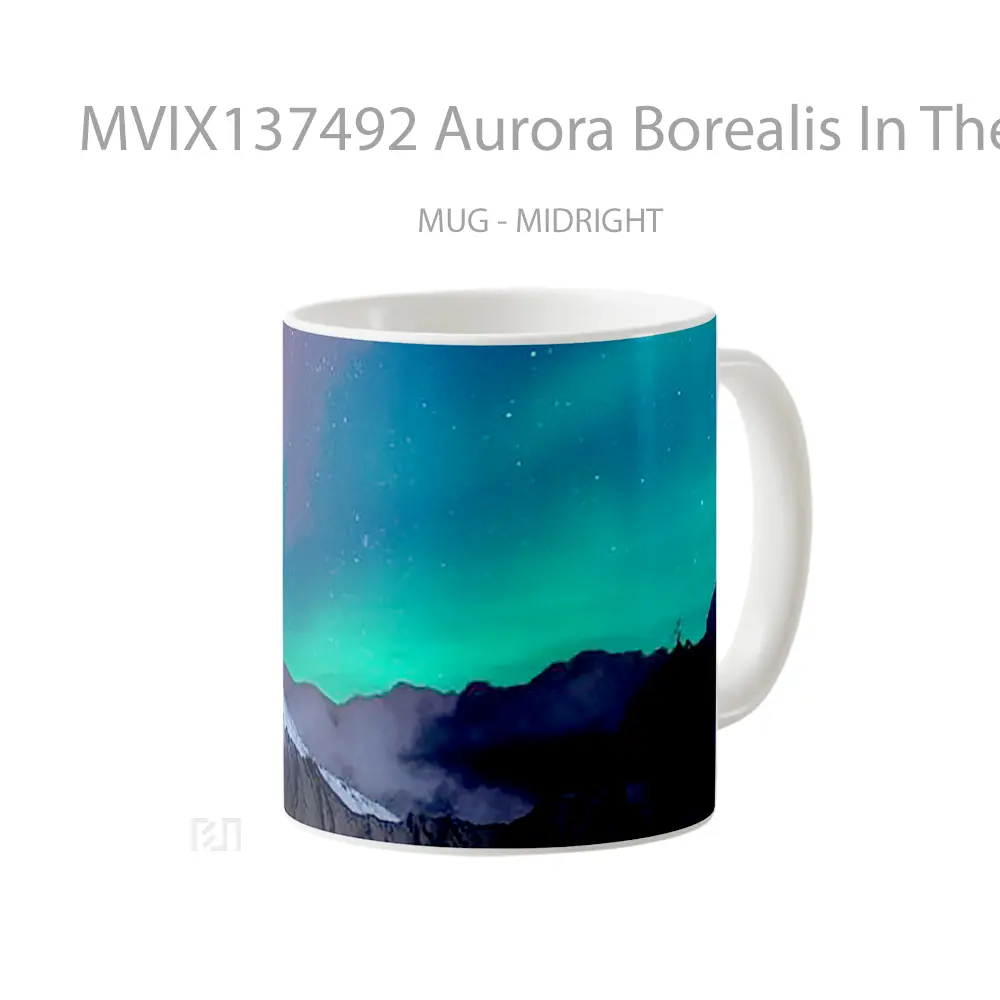 Mug Aurora Borealis In The Mountains V1 Gelas Pemandangan Alam - All-side / Desain