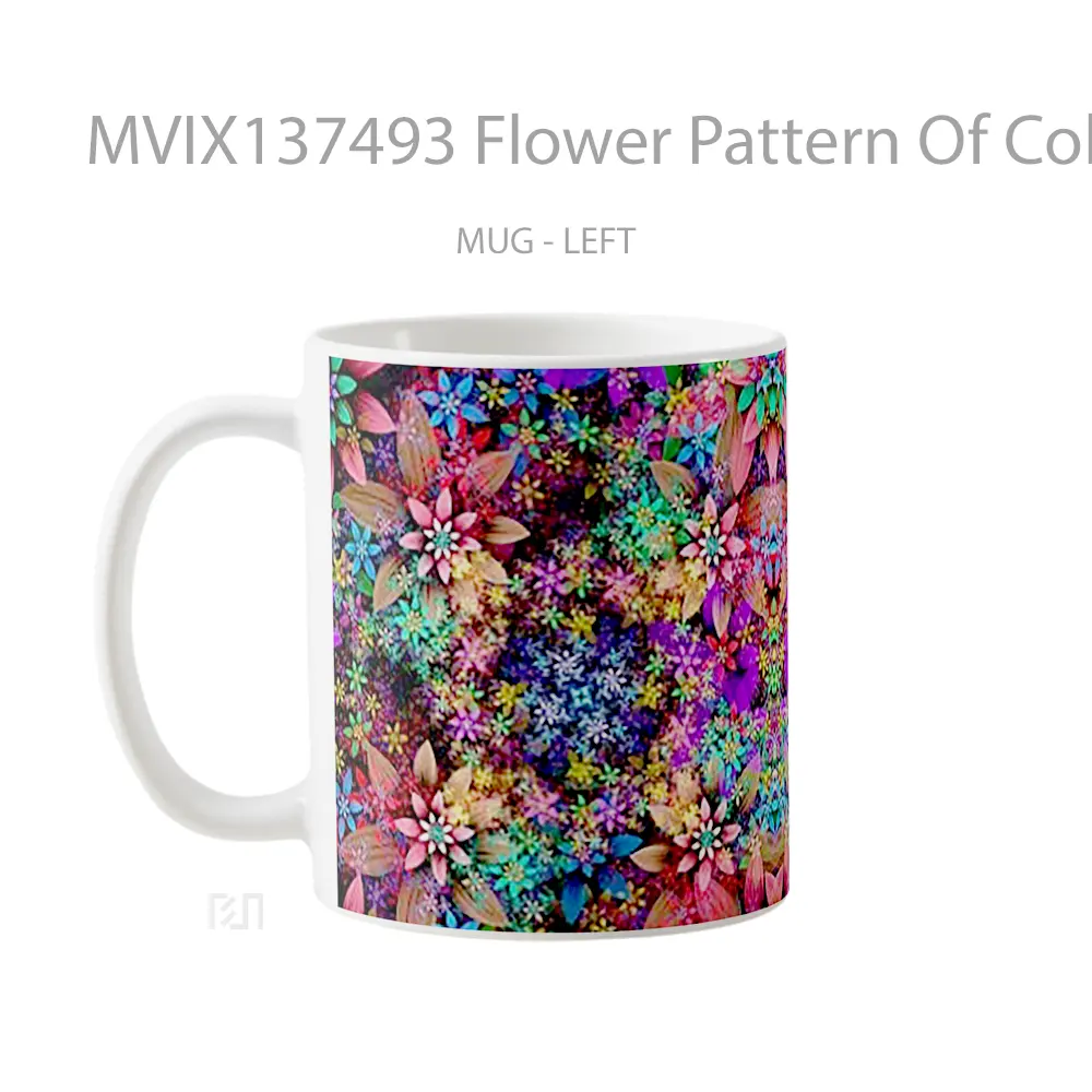 Mug Flower Pattern Of Colors Gelas Pemandangan Alam - All-side / Desain