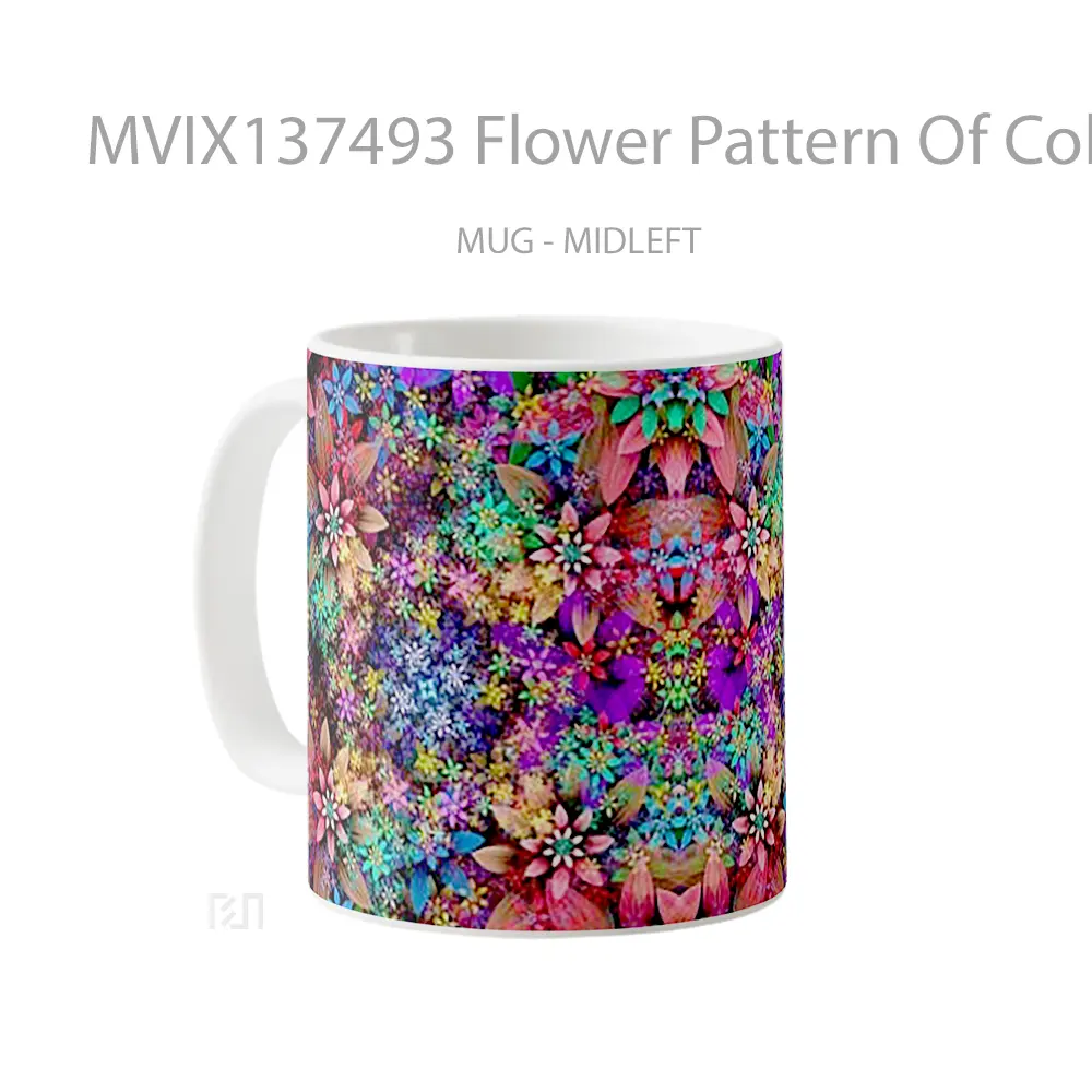 Mug Flower Pattern Of Colors Gelas Pemandangan Alam - All-side / Desain