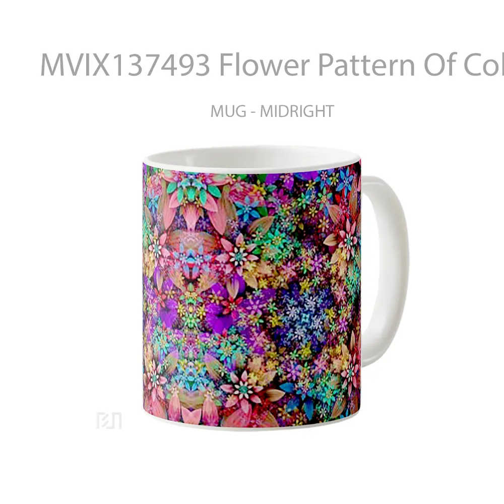 Mug Flower Pattern Of Colors Gelas Pemandangan Alam - All-side / Desain