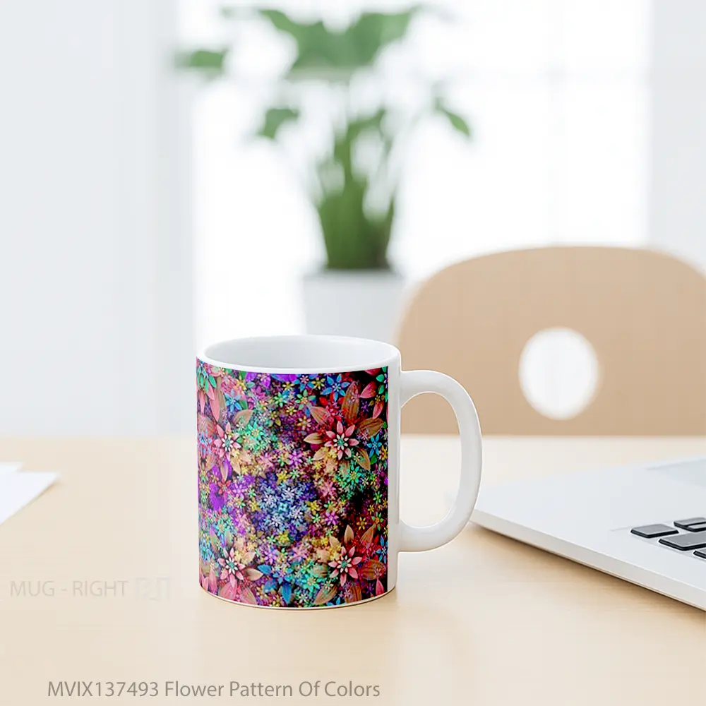 Mug Flower Pattern Of Colors Gelas Pemandangan Alam - All-side / Desain