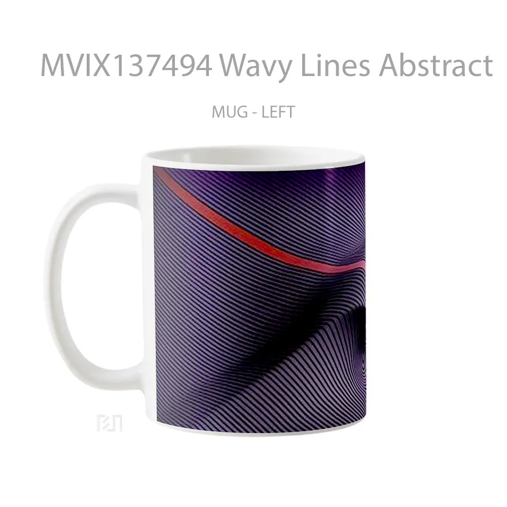 Mug Wavy Lines Abstract Gelas Seni Modern - All-side / Desain