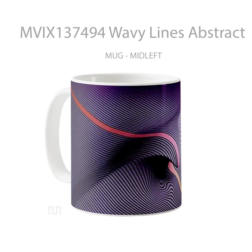 Mug Wavy Lines Abstract Gelas Seni Modern - All-side / Desain