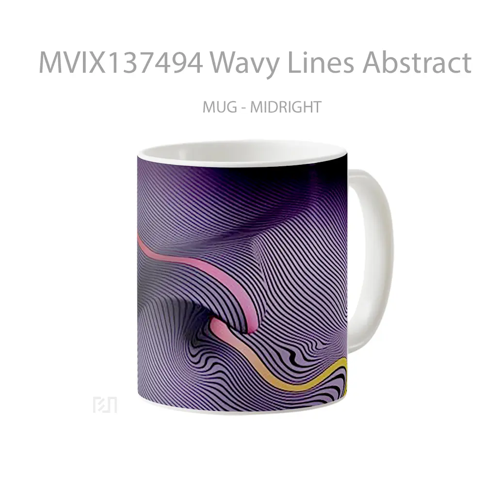 Mug Wavy Lines Abstract Gelas Seni Modern - All-side / Desain