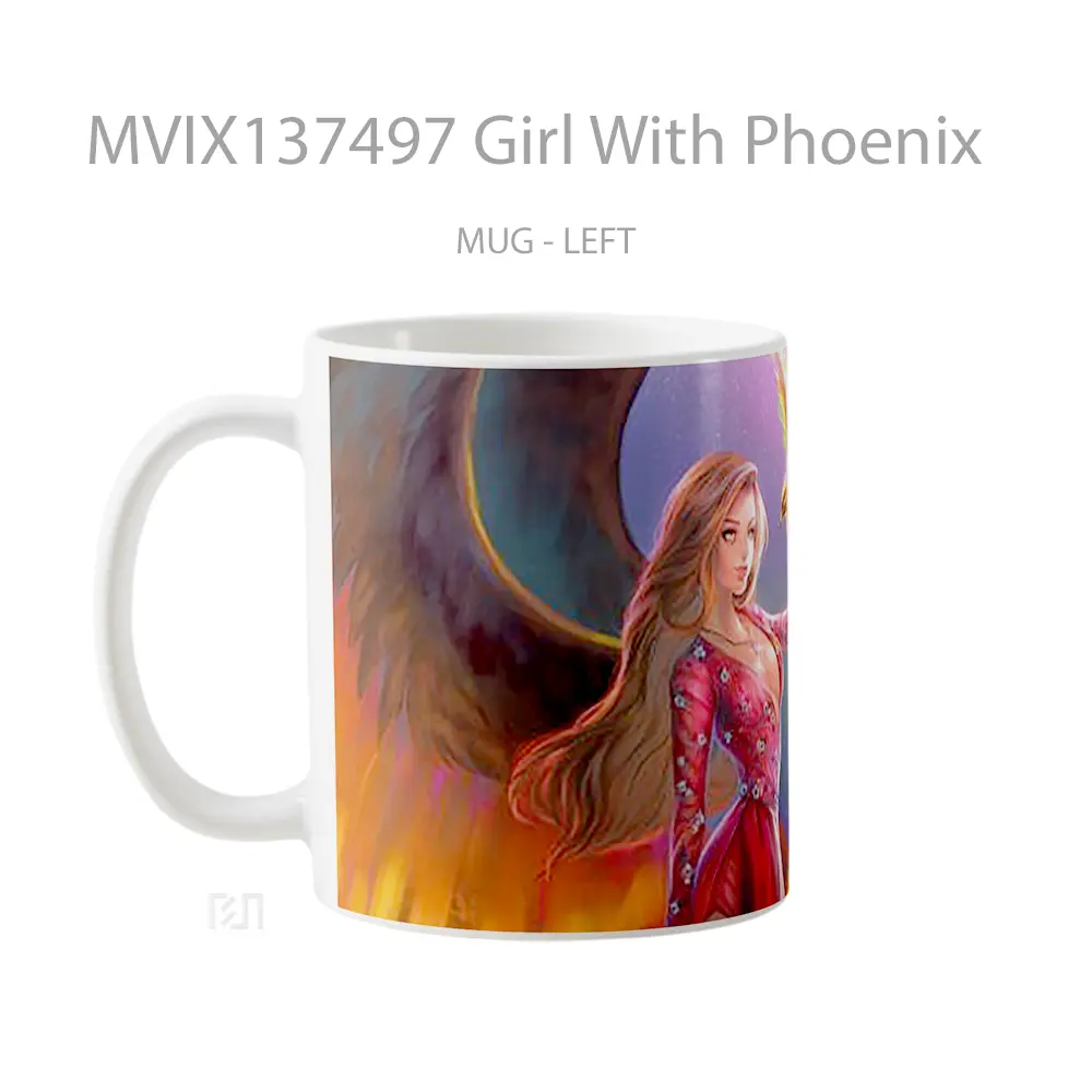 Mug Girl With Phoenix Gelas Fantasi - All-side / Desain