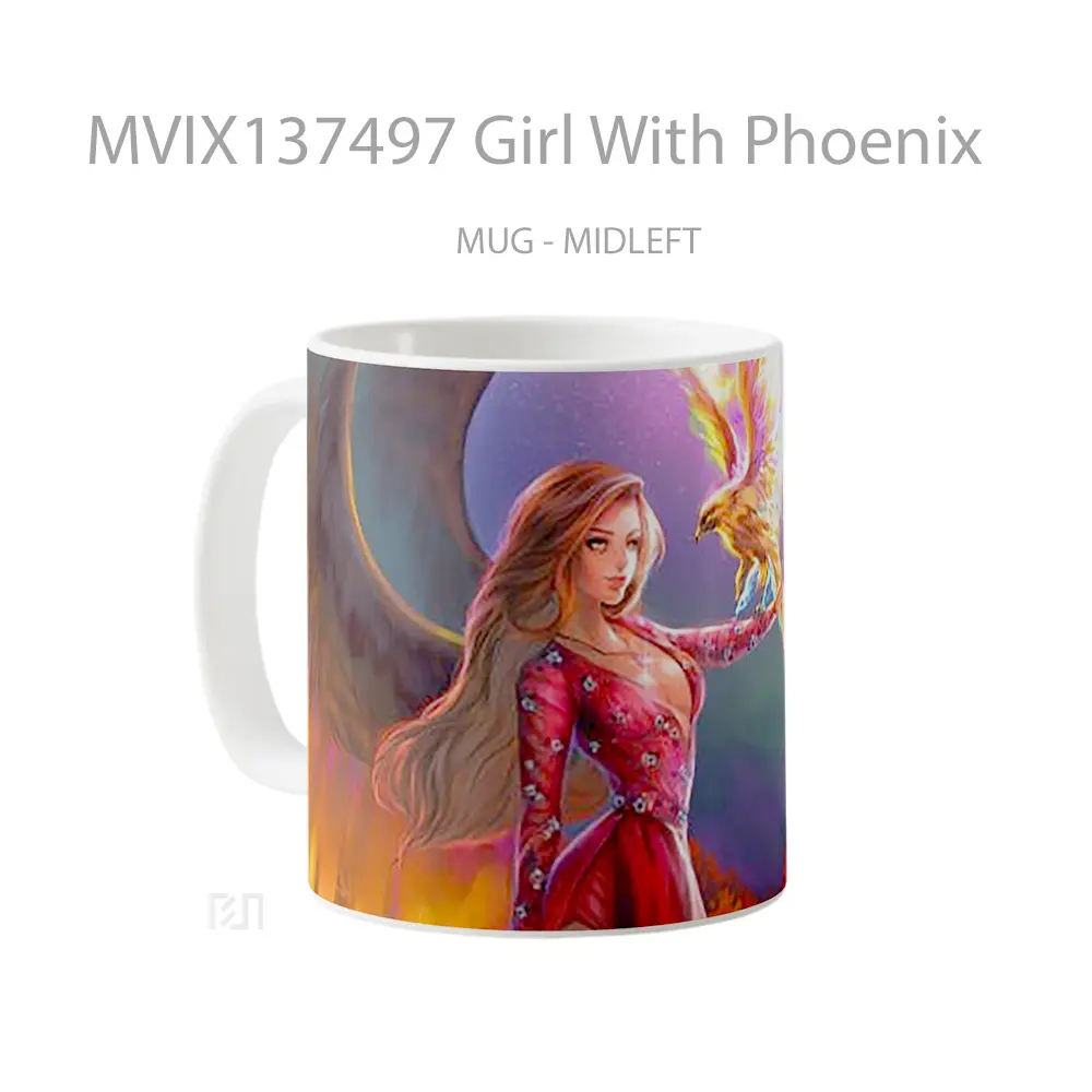 Mug Girl With Phoenix Gelas Fantasi - All-side / Desain