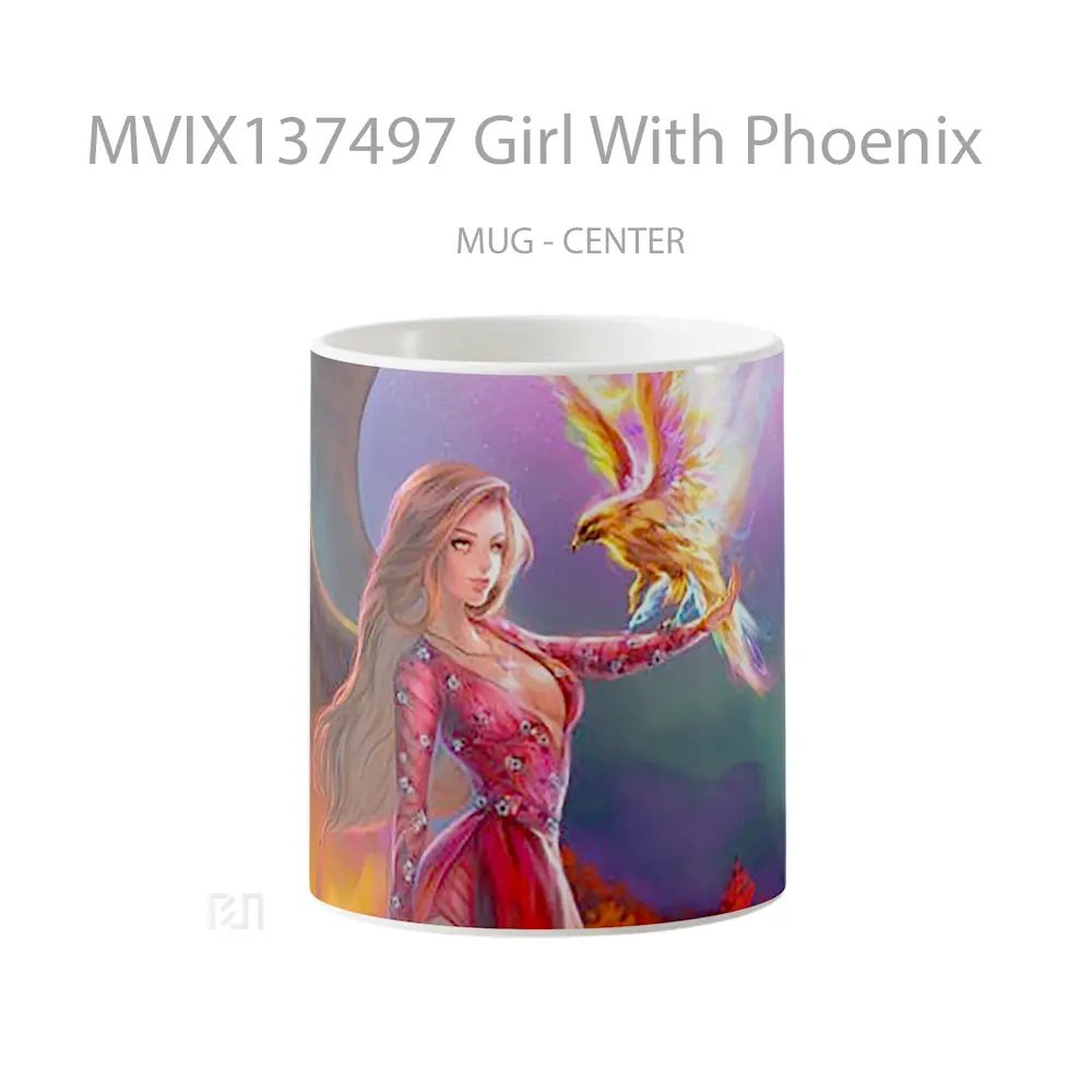 Mug Girl With Phoenix Gelas Fantasi