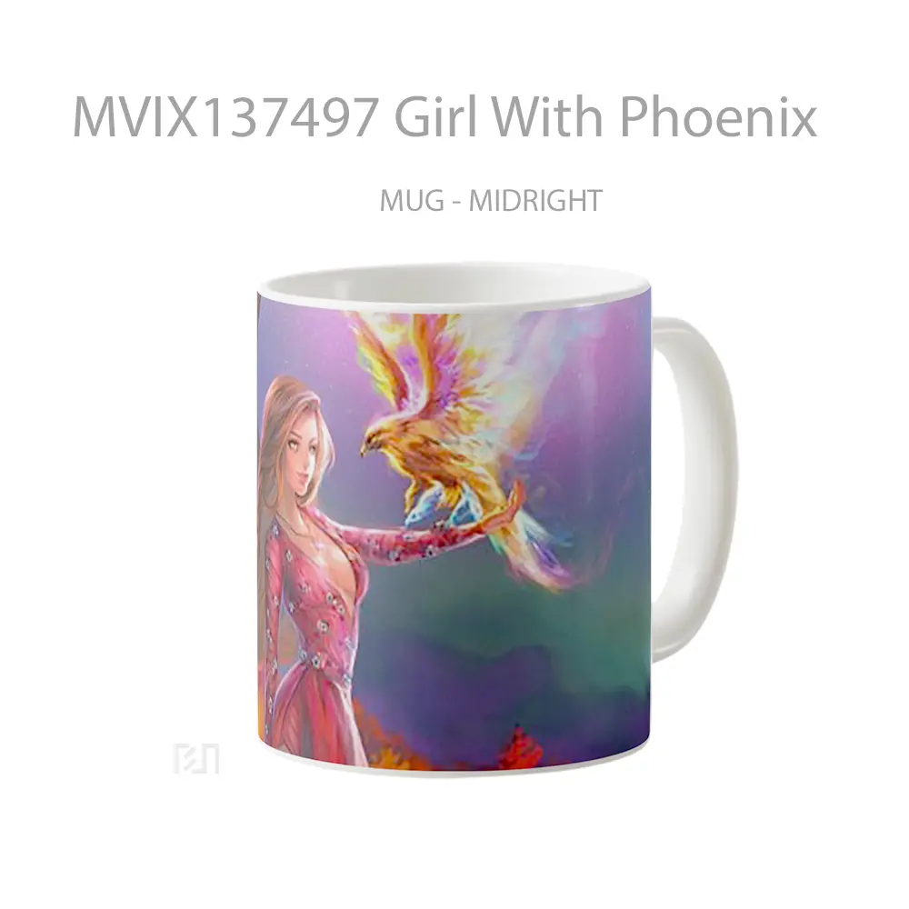 Mug Girl With Phoenix Gelas Fantasi - All-side / Desain