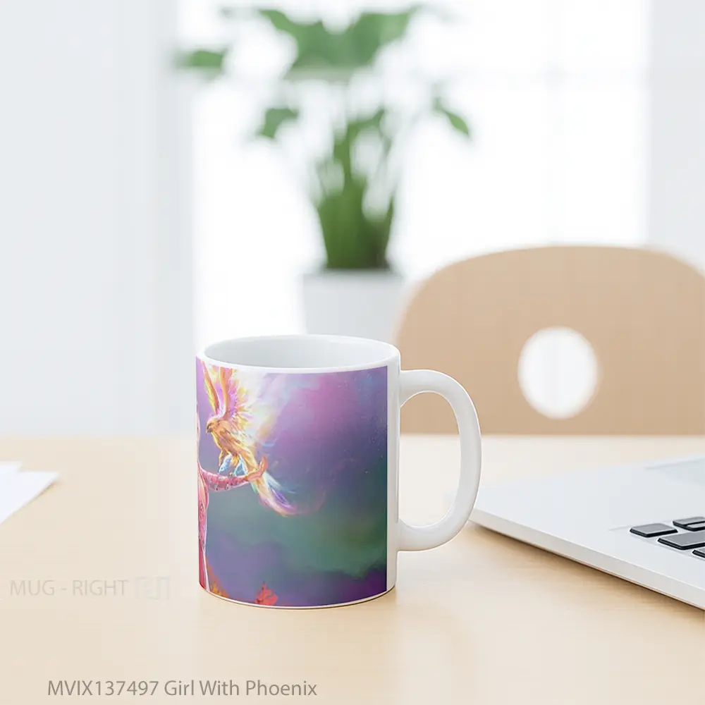 Mug Girl With Phoenix Gelas Fantasi - All-side / Desain
