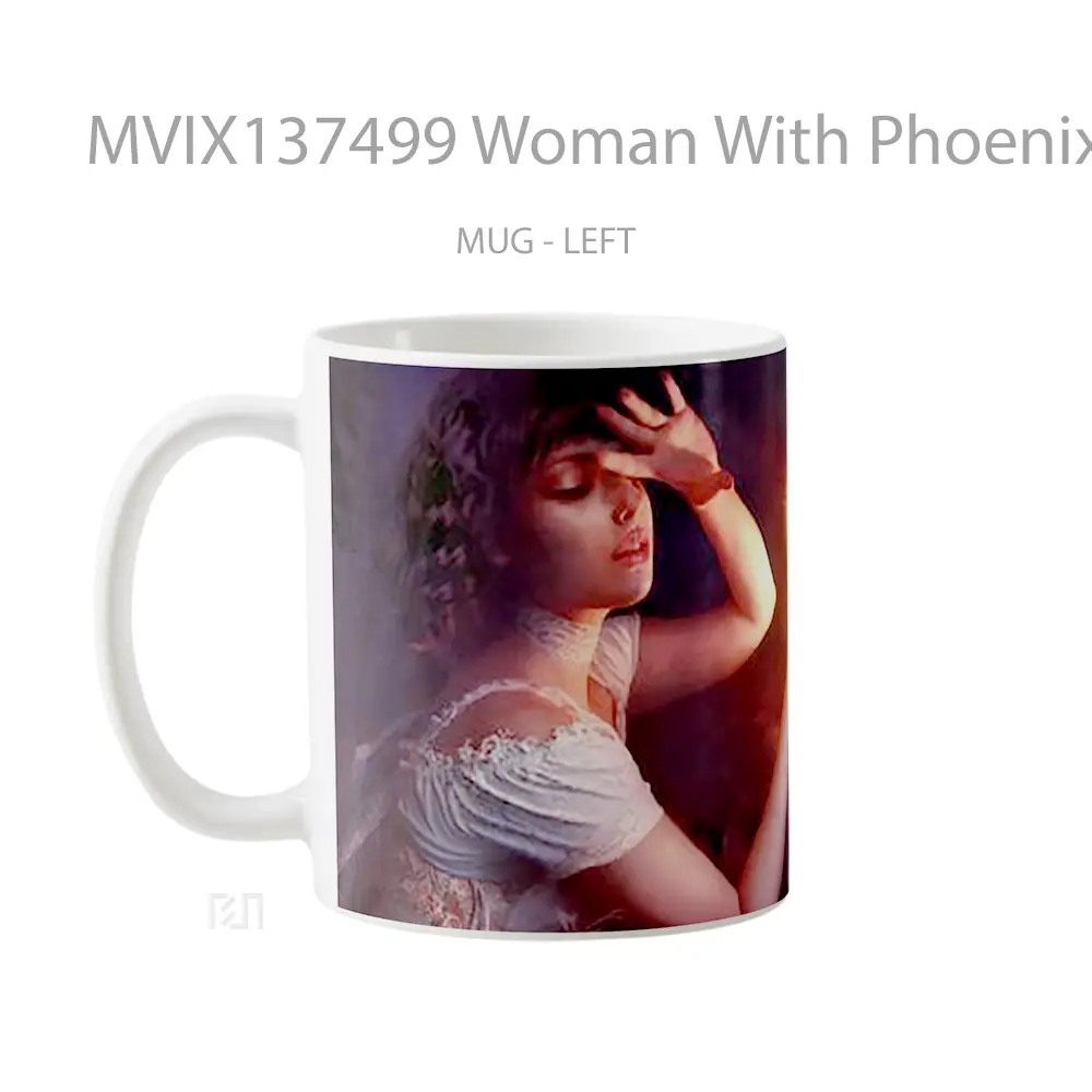 Mug Woman With Phoenix Illustration Gelas Seni Modern - All-side / Desain