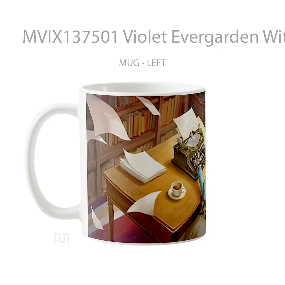 Mug Violet Evergarden With Typewriter Gelas Keramik Unik - All-side / Desain