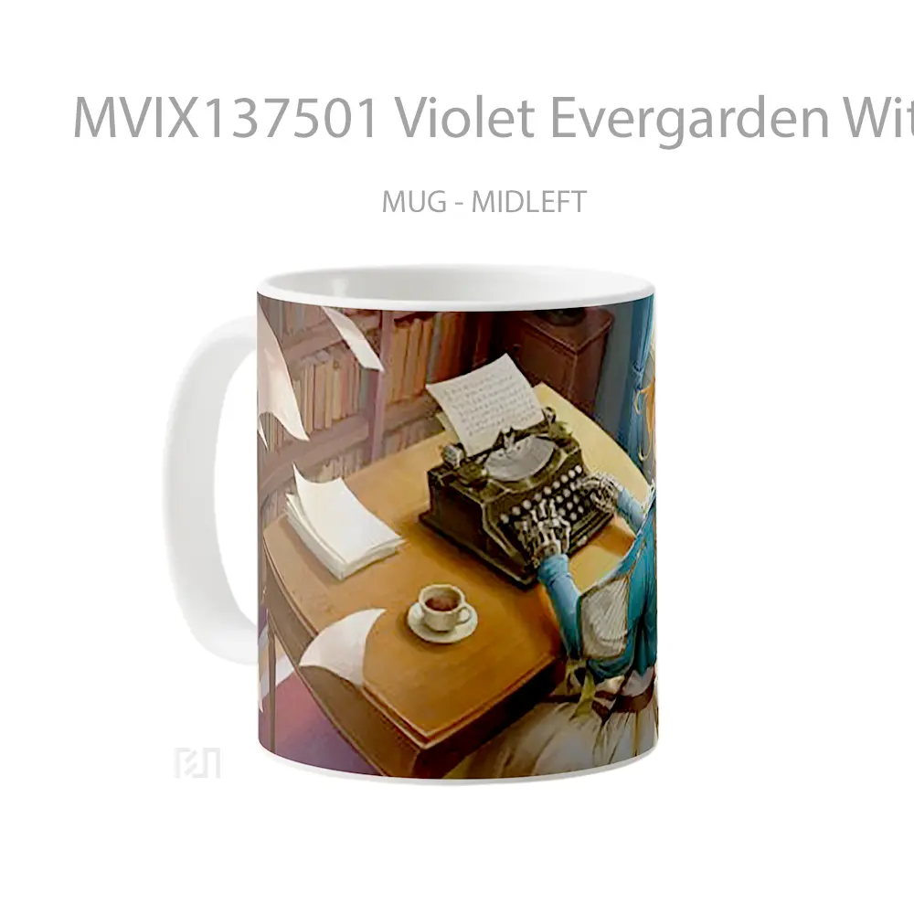 Mug Violet Evergarden With Typewriter Gelas Keramik Unik - All-side / Desain