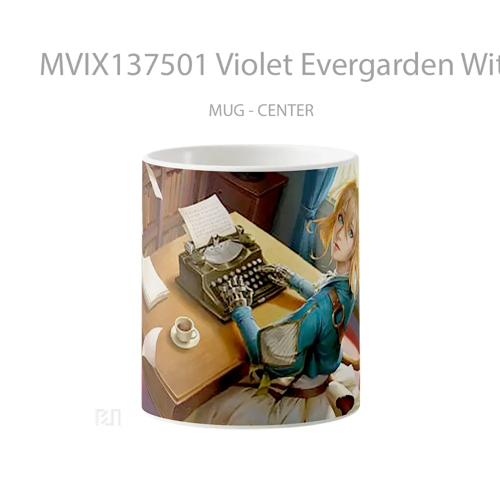 Mug Violet Evergarden With Typewriter Gelas Keramik Unik