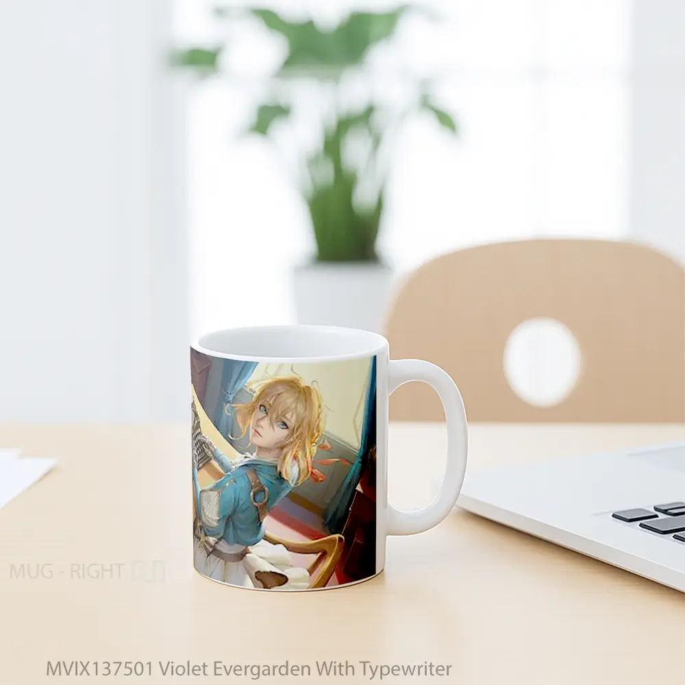 Mug Violet Evergarden With Typewriter Gelas Keramik Unik - All-side / Desain