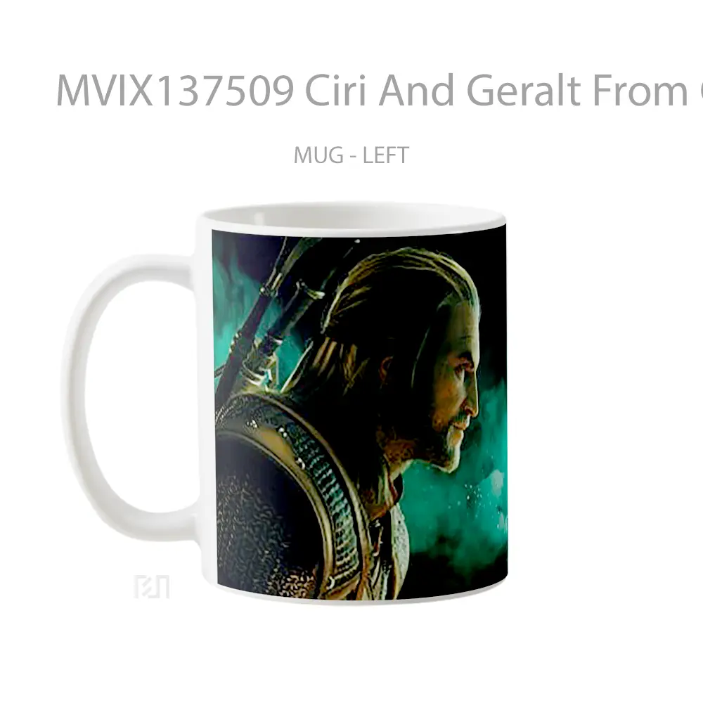 Mug Ciri And Geralt From Gwent The Witcher Card Game Cangkir Gamer - All-side / Desain
