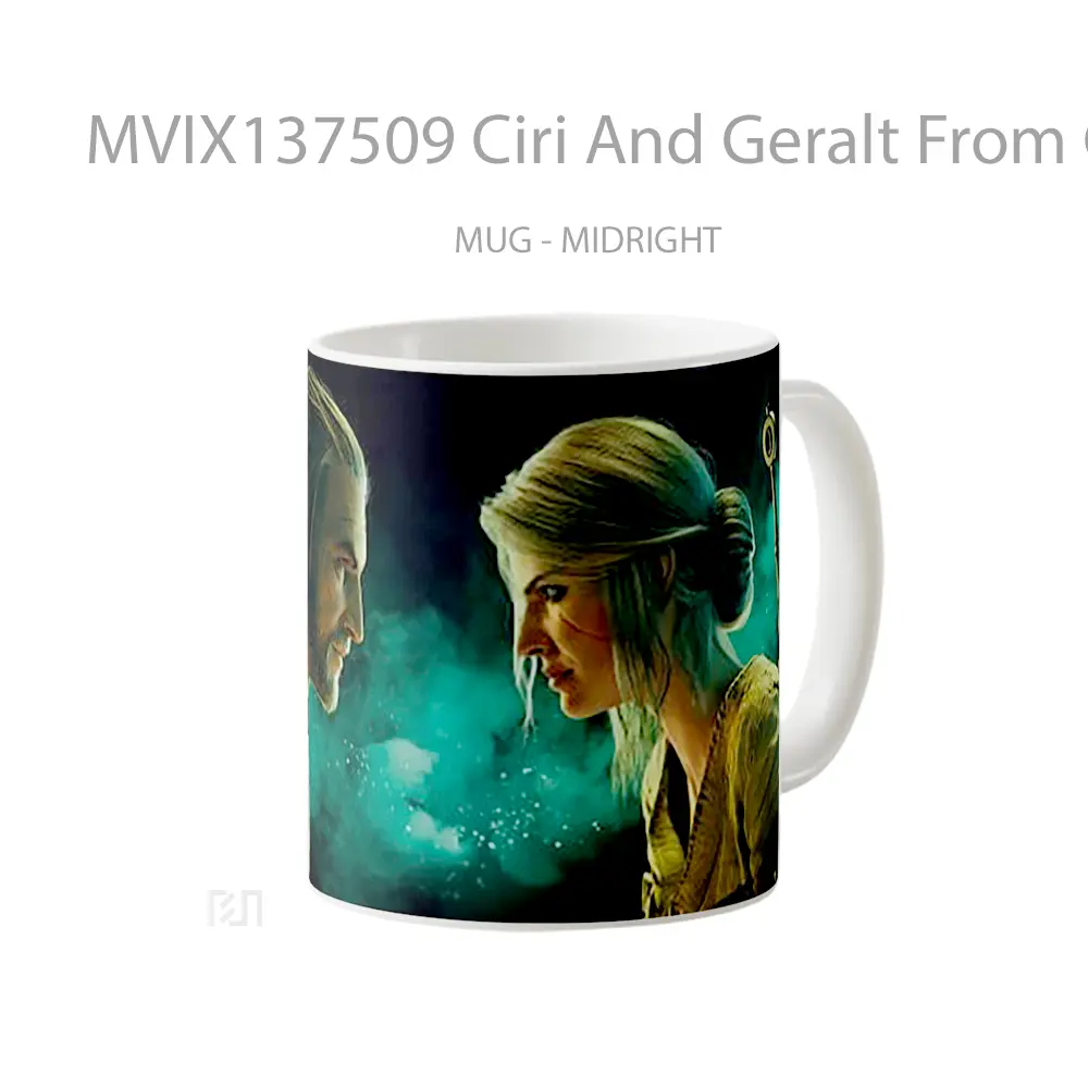 Mug Ciri And Geralt From Gwent The Witcher Card Game Cangkir Gamer - All-side / Desain