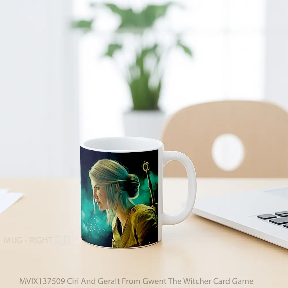 Mug Ciri And Geralt From Gwent The Witcher Card Game Cangkir Gamer - All-side / Desain