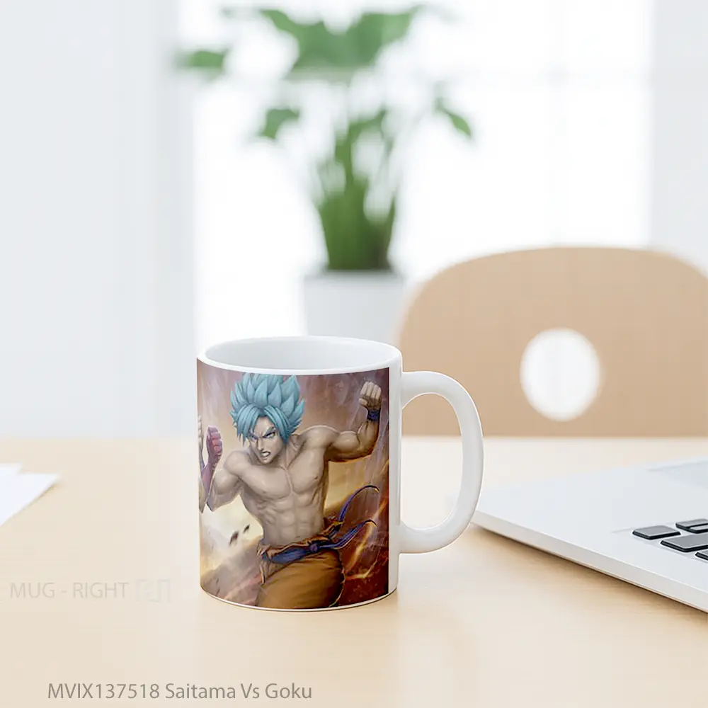 Mug Saitama Vs Goku Cangkir Anime - All-side / Desain