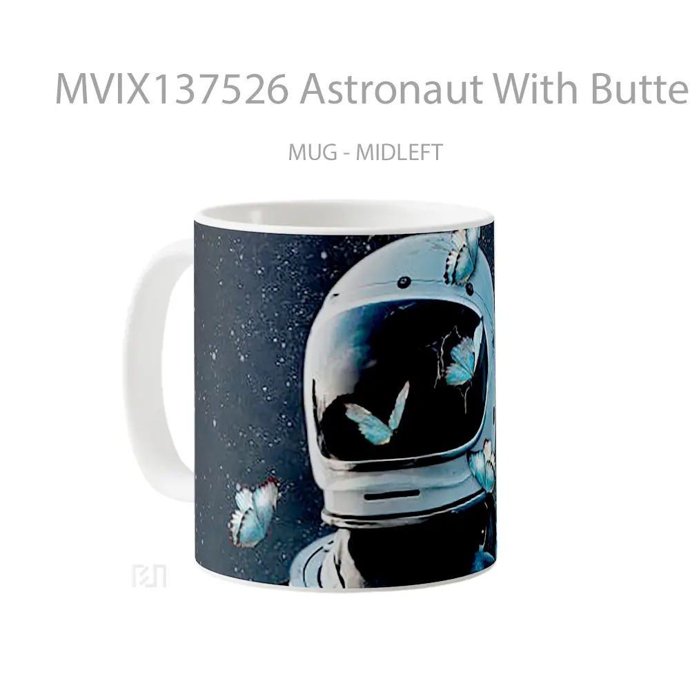 Mug Astronaut With Butterflies Gelas Hewan Lucu - All-side / Desain