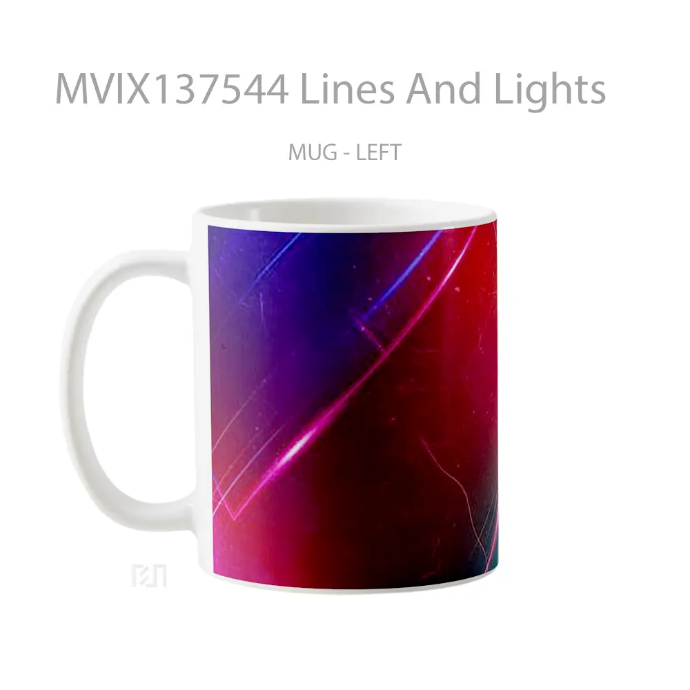 Mug Lines And Lights Gelas Keramik Unik - All-side / Desain