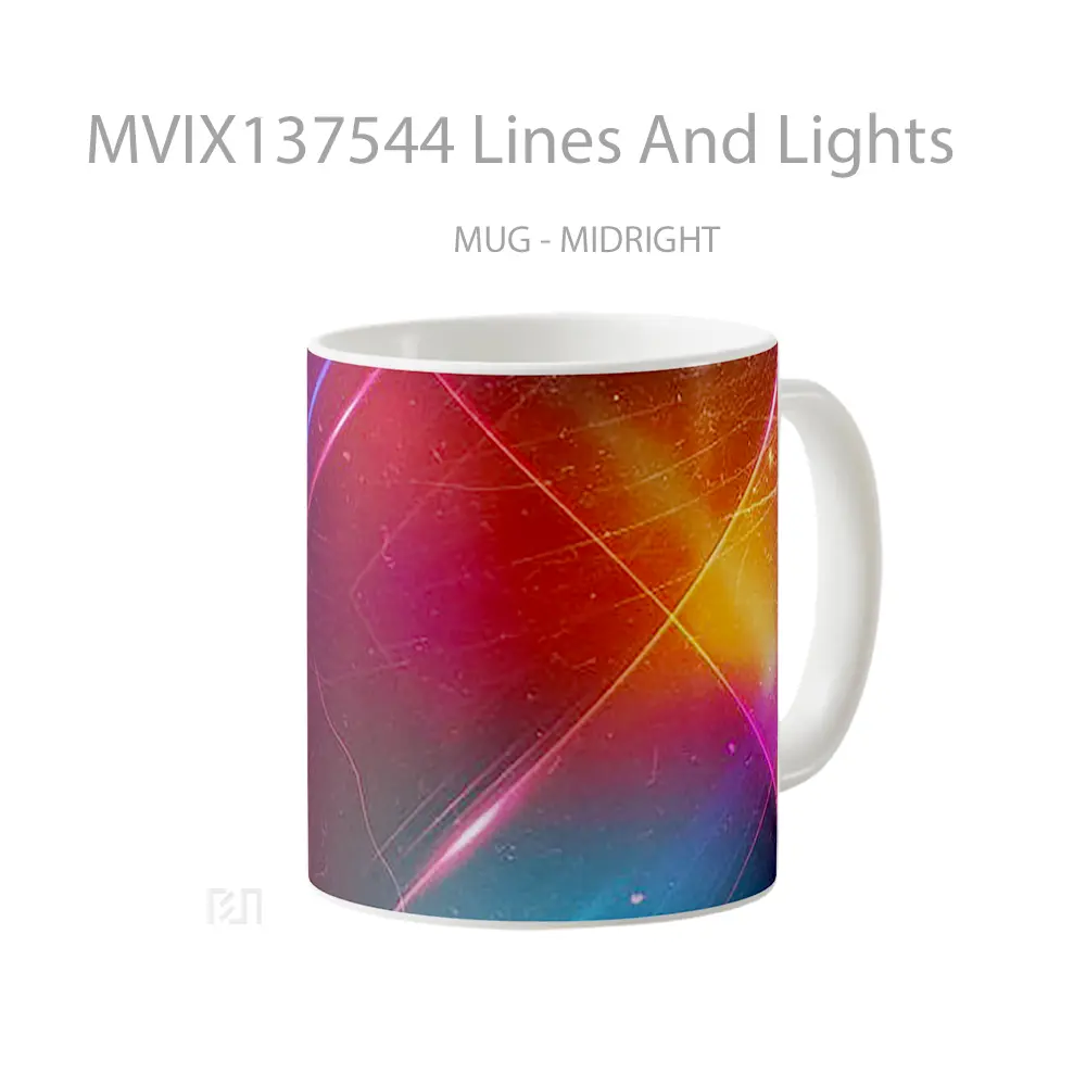 Mug Lines And Lights Gelas Keramik Unik - All-side / Desain