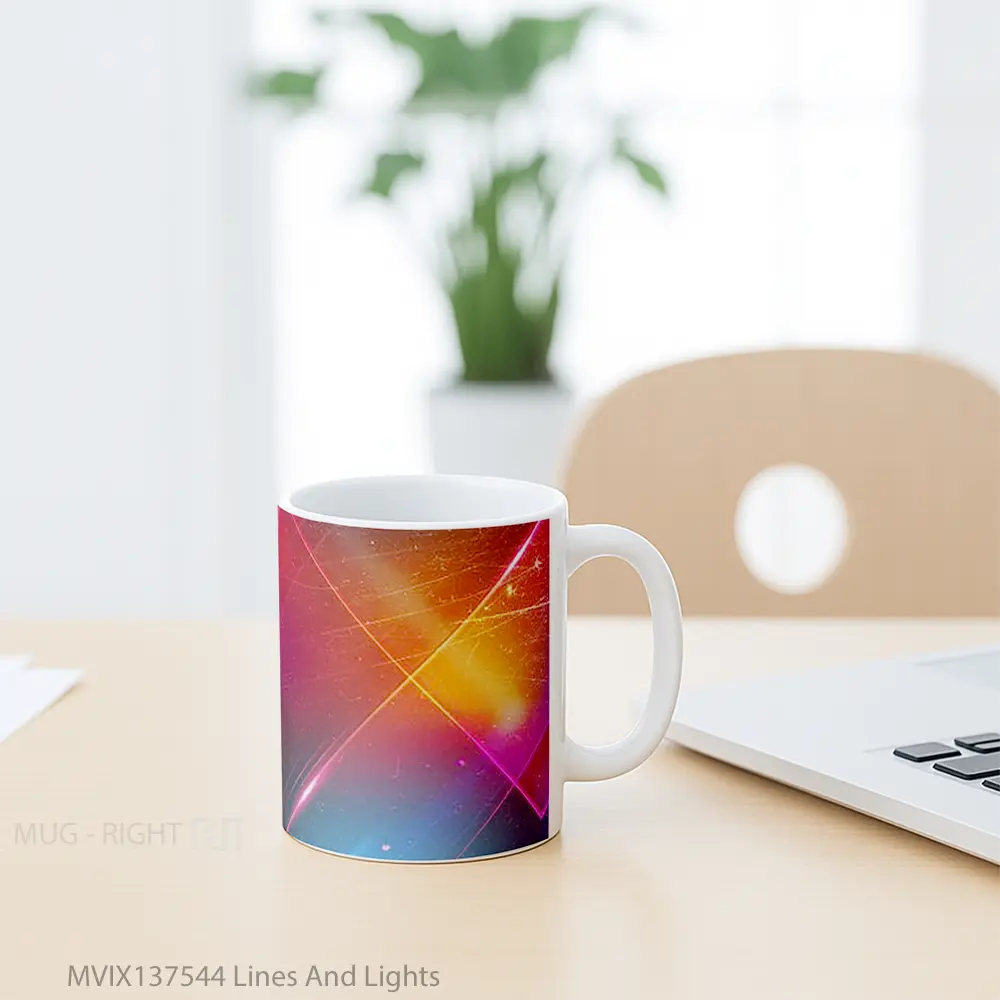Mug Lines And Lights Gelas Keramik Unik - All-side / Desain