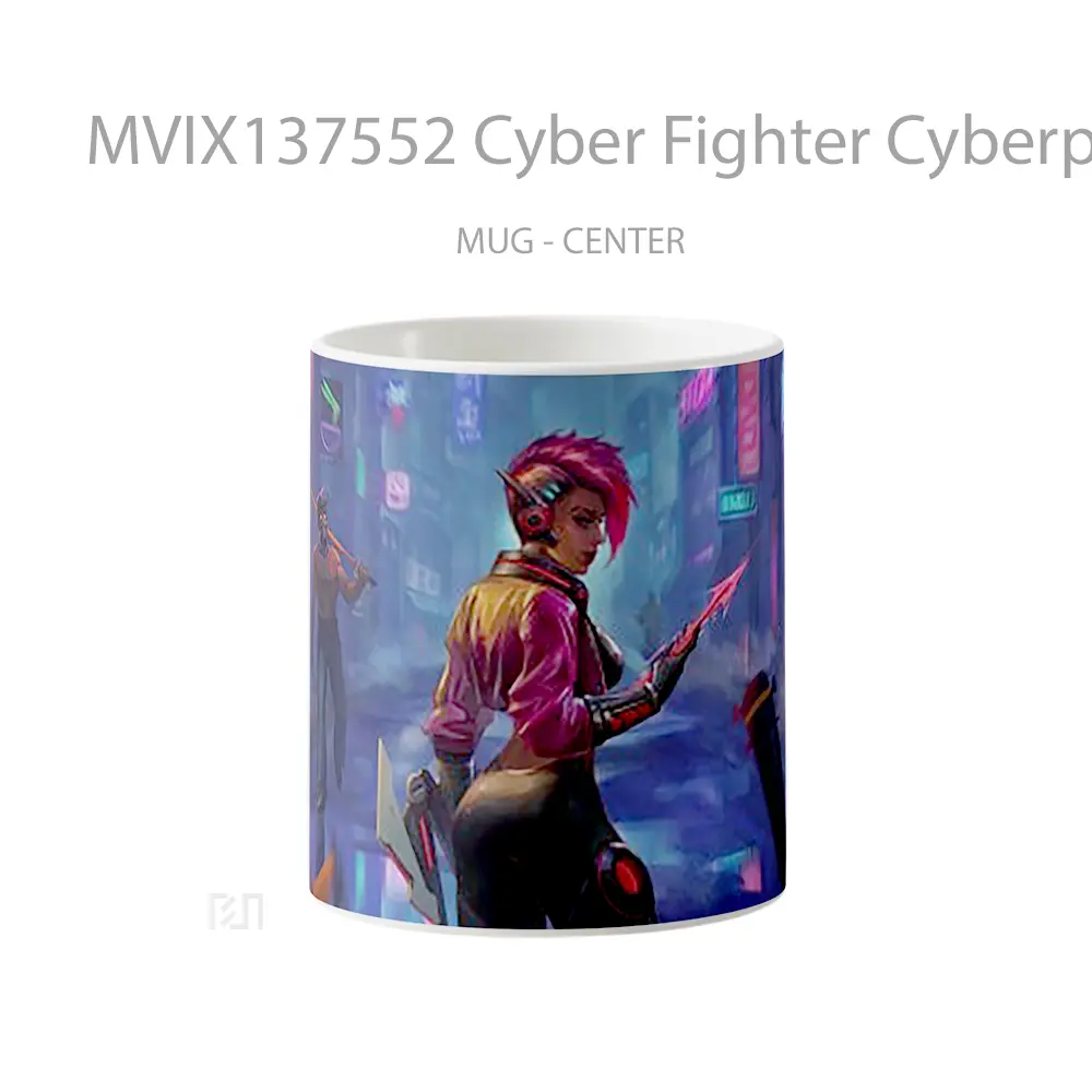 Mug Cyber Fighter Cyberpunk 2077 Cangkir Gamer