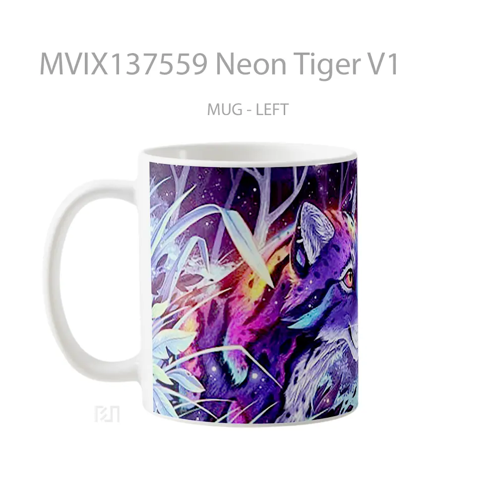 Mug Neon Tiger V1 Gelas Hewan Lucu - All-side / Desain