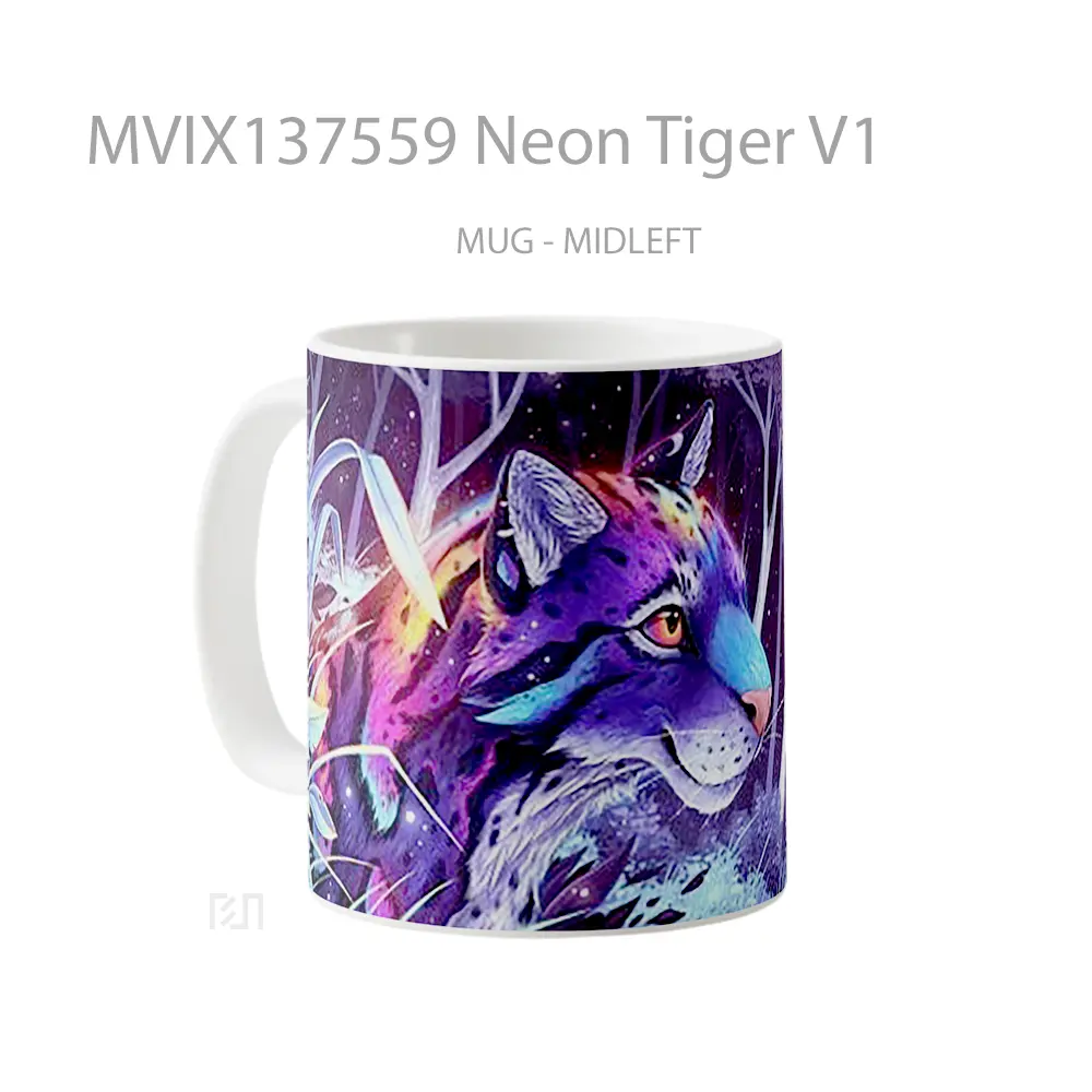 Mug Neon Tiger V1 Gelas Hewan Lucu - All-side / Desain