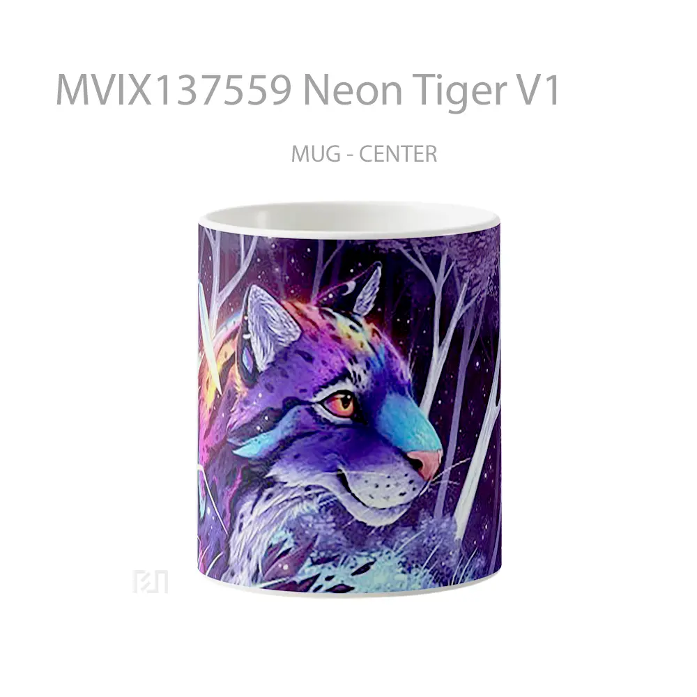 Mug Neon Tiger V1 Gelas Hewan Lucu