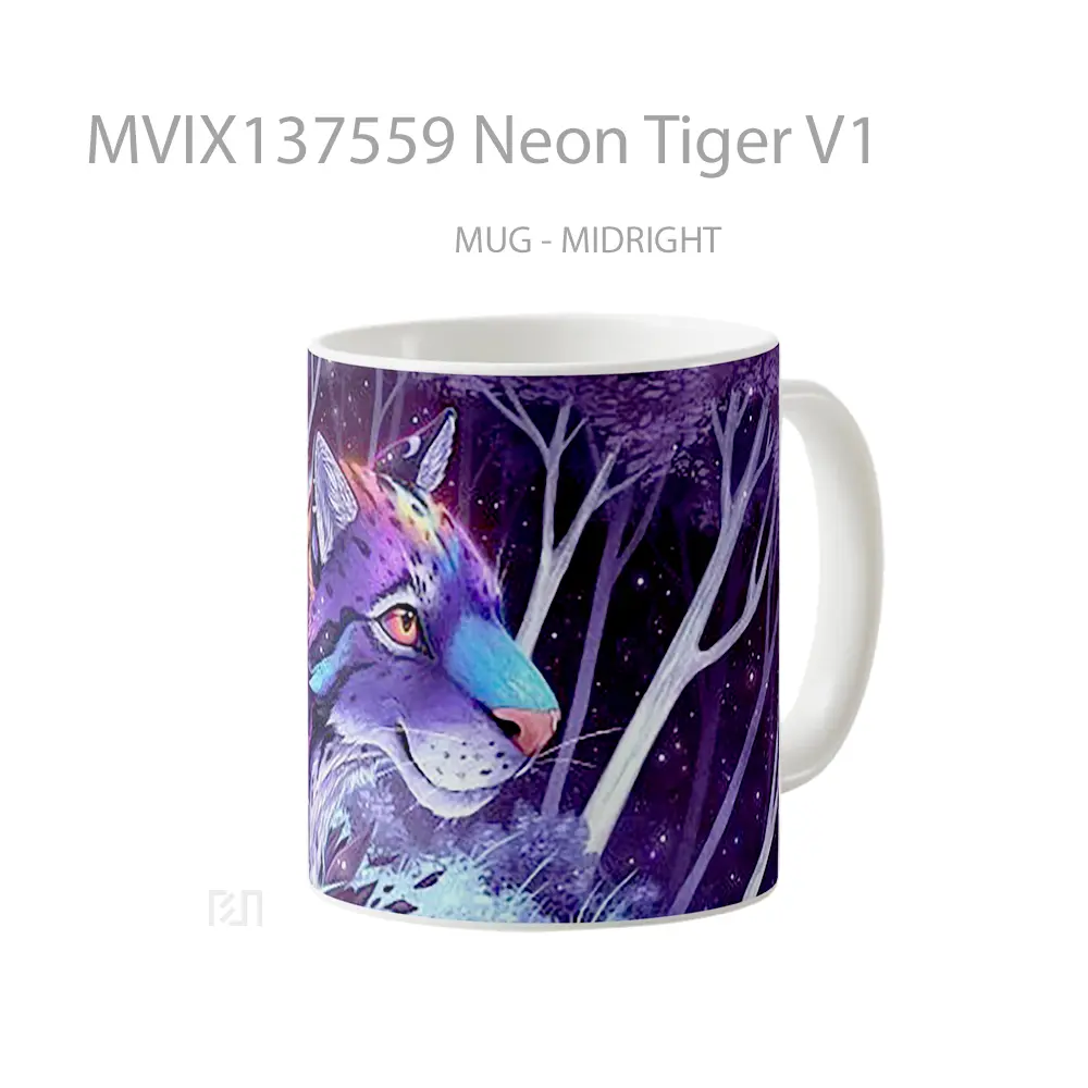 Mug Neon Tiger V1 Gelas Hewan Lucu - All-side / Desain