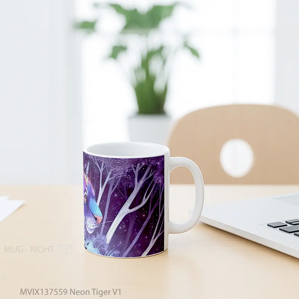 Mug Neon Tiger V1 Gelas Hewan Lucu - All-side / Desain