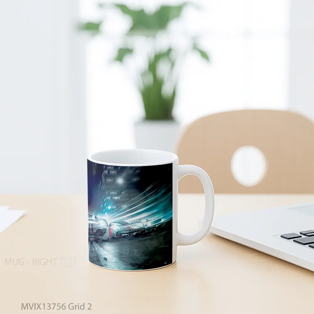 Mug Grid 2 Gelas Keramik Unik - All-side / Desain