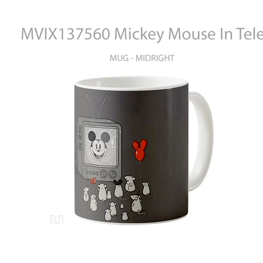 Mug Mickey Mouse In Television Gelas Kartun - All-side / Desain