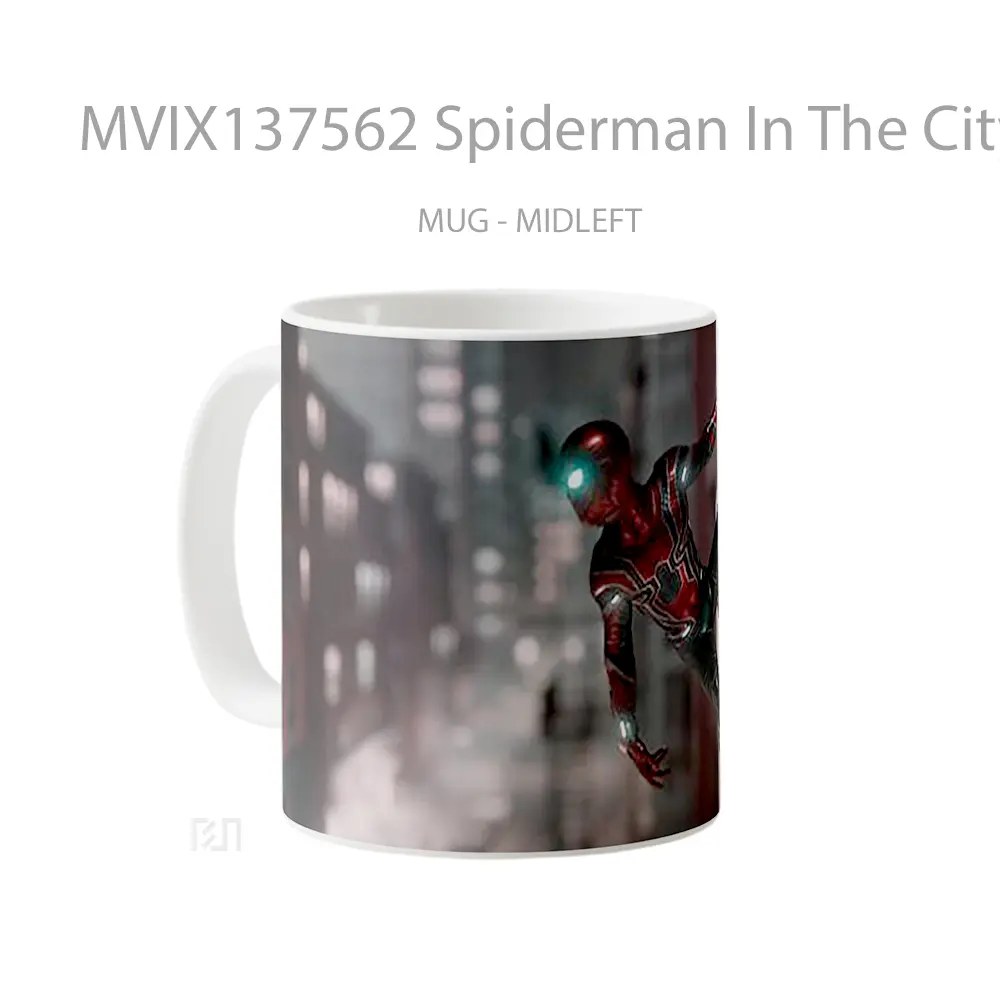Mug Spiderman In The City Gelas Superhero - All-side / Desain