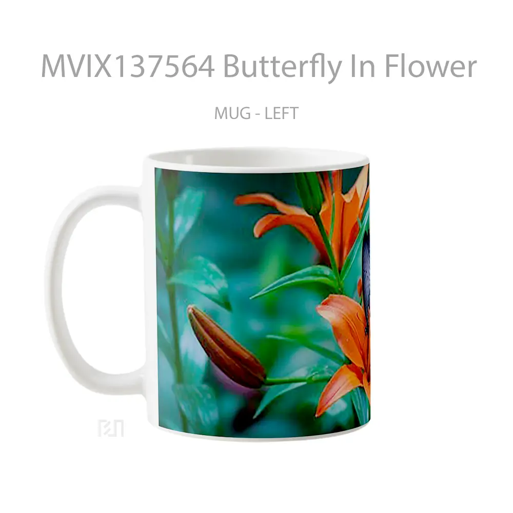 Mug Butterfly In Flower Gelas Hewan Lucu - All-side / Desain
