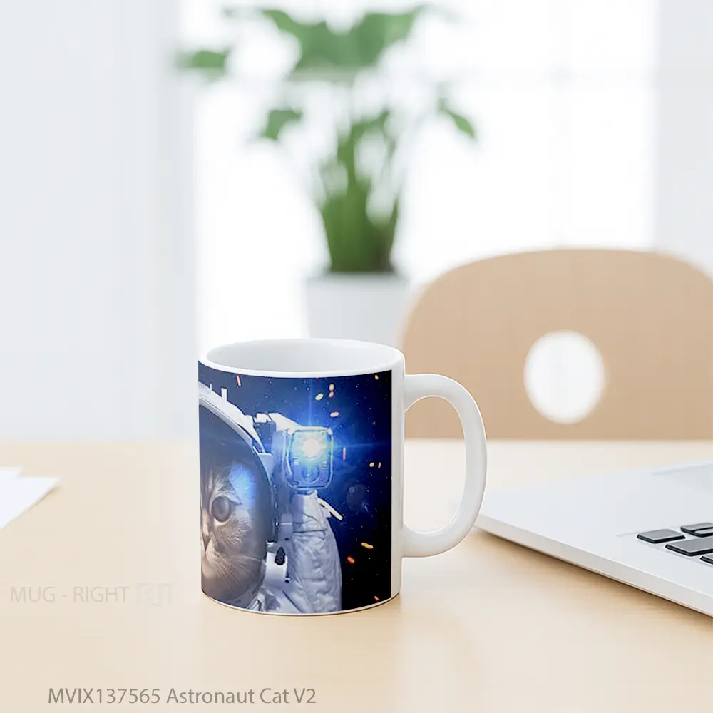 Mug Astronaut Cat V2 Gelas Hewan Lucu - All-side / Desain