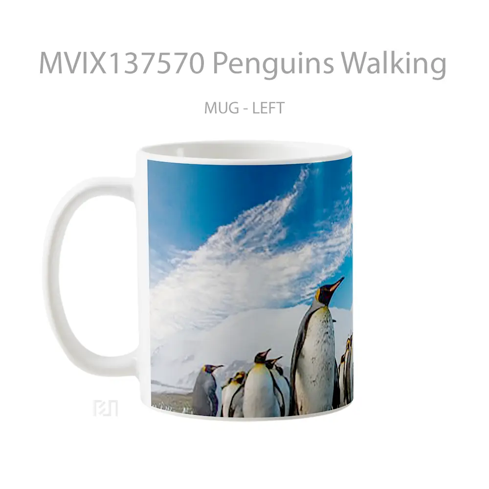 Mug Penguins Walking Gelas Keramik Unik - All-side / Desain