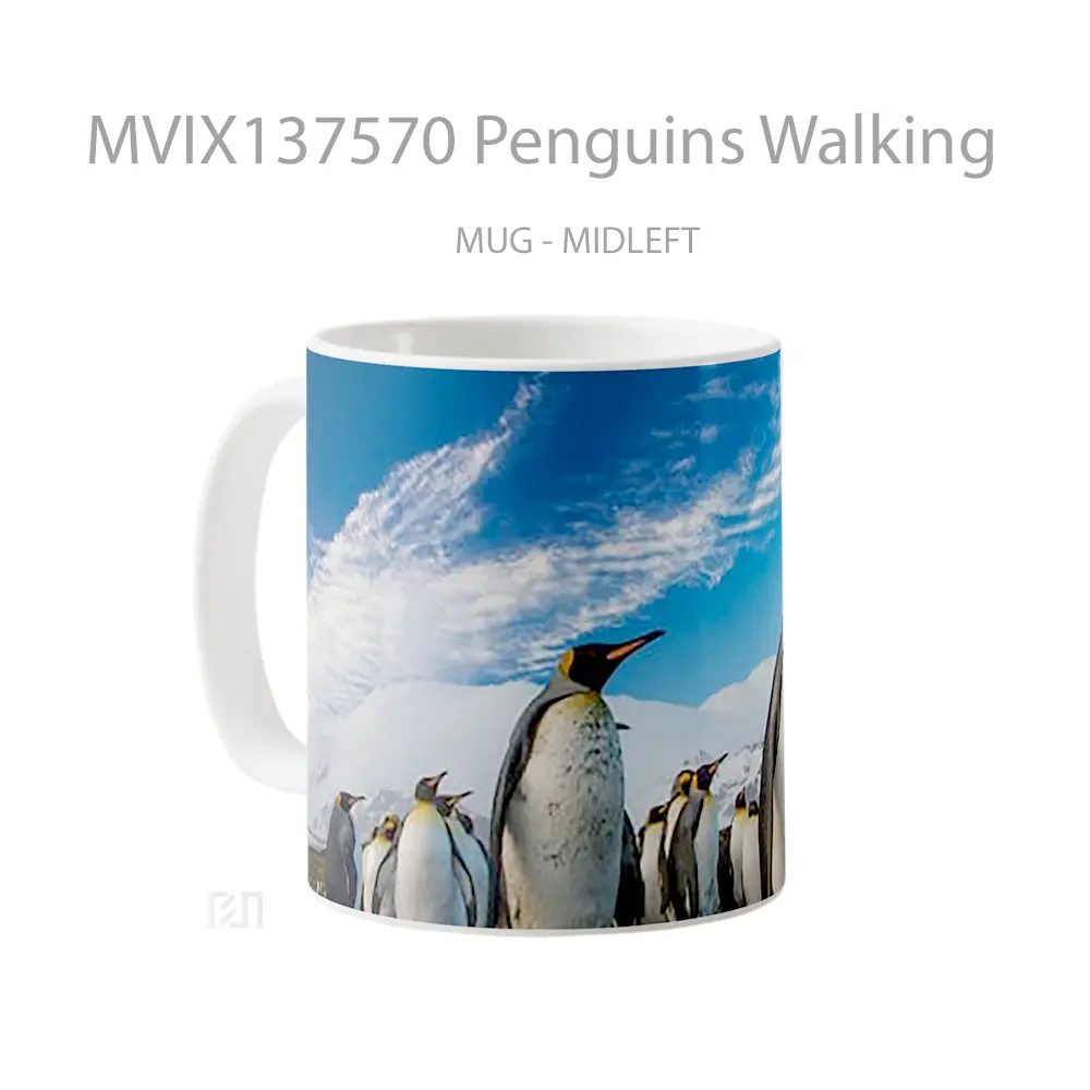 Mug Penguins Walking Gelas Keramik Unik - All-side / Desain